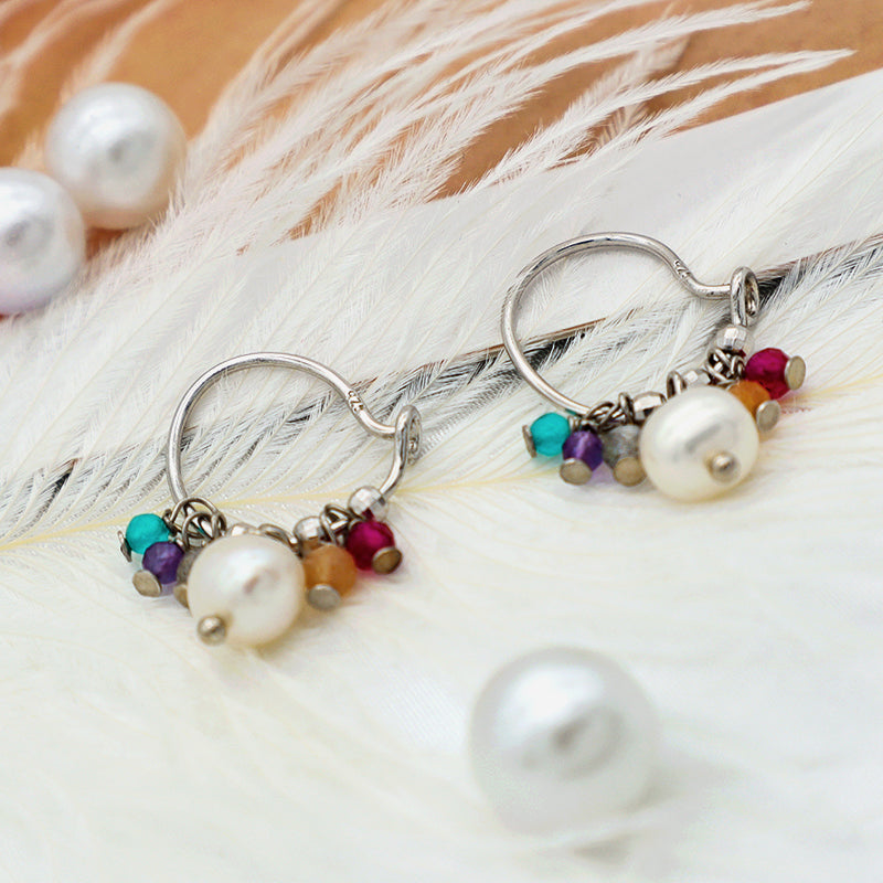 Newest trendy earring jewelry 925 sterling silver natural fresh water pearl earring