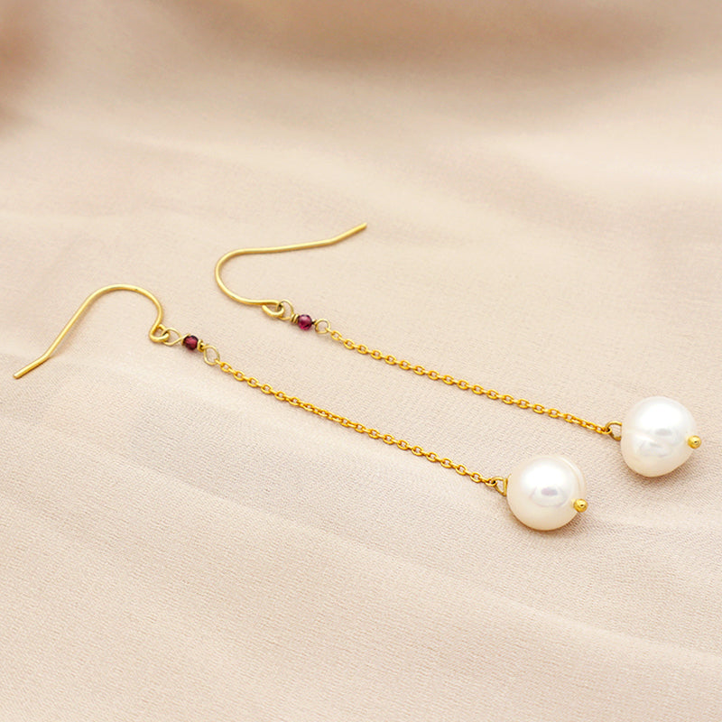 9-10mm  China supplier white pearl Gold plating 925 sterling silver hook fresh water pearl earring