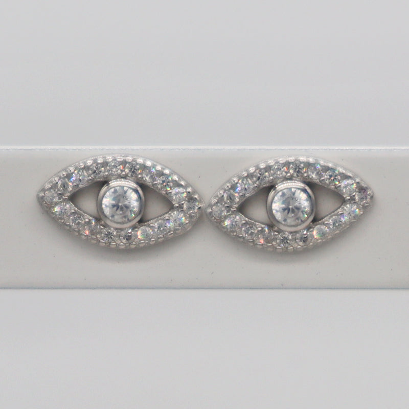 Wholesale ladies shiny high quality CZ ring sterling 925 silver latest design evils eye jewelry earrings