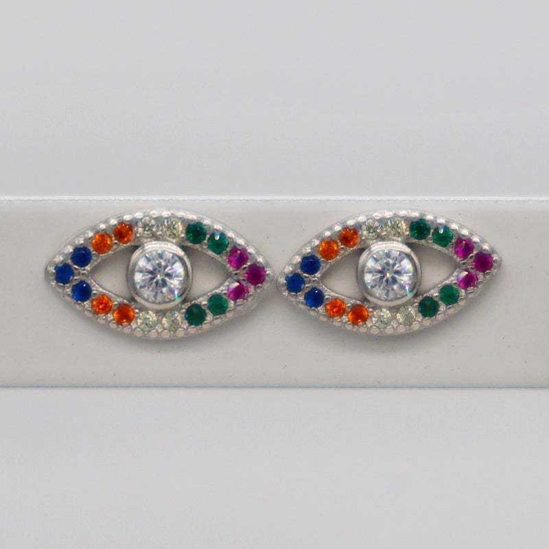 Wholesale ladies shiny high quality CZ ring sterling 925 silver latest design evils eye jewelry earrings