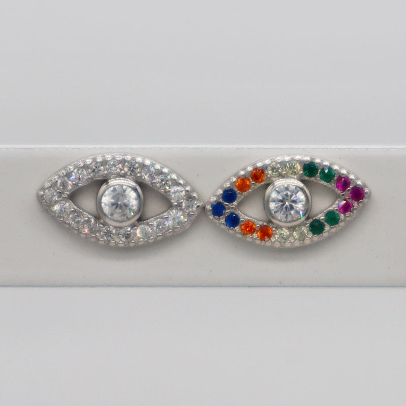 Wholesale ladies shiny high quality CZ ring sterling 925 silver latest design evils eye jewelry earrings