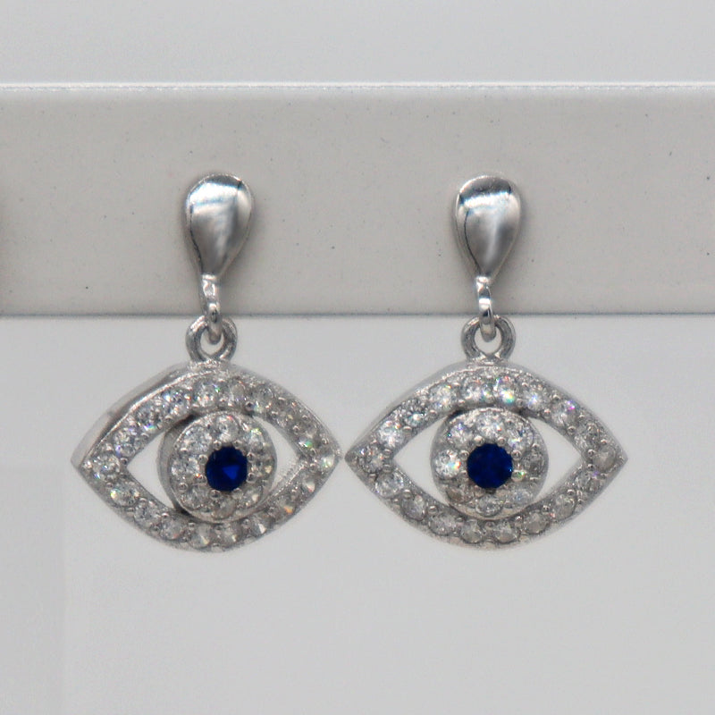 Wholesale ladies shiny high quality CZ ring sterling 925 silver latest design evils eye jewelry earrings
