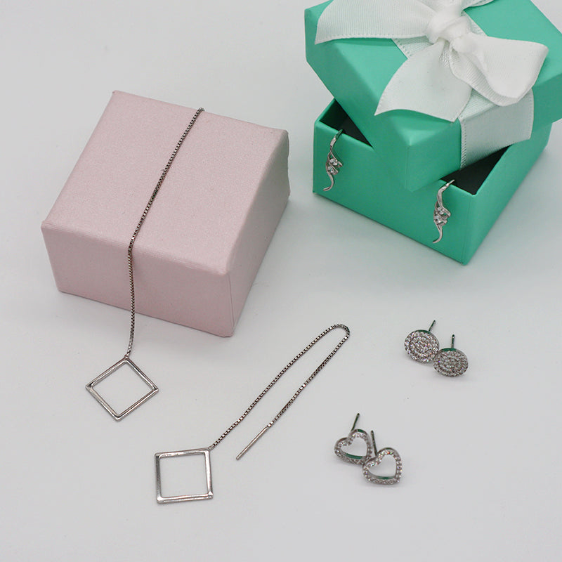 High quality 925 sterling silver with shiny CZ studs earrings and drop earring for ladies