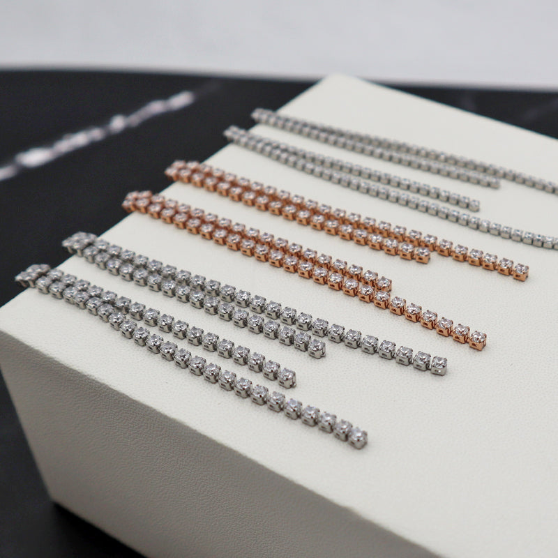2022 new fashion women bling bling tennis CZ setting stainless steel earrings