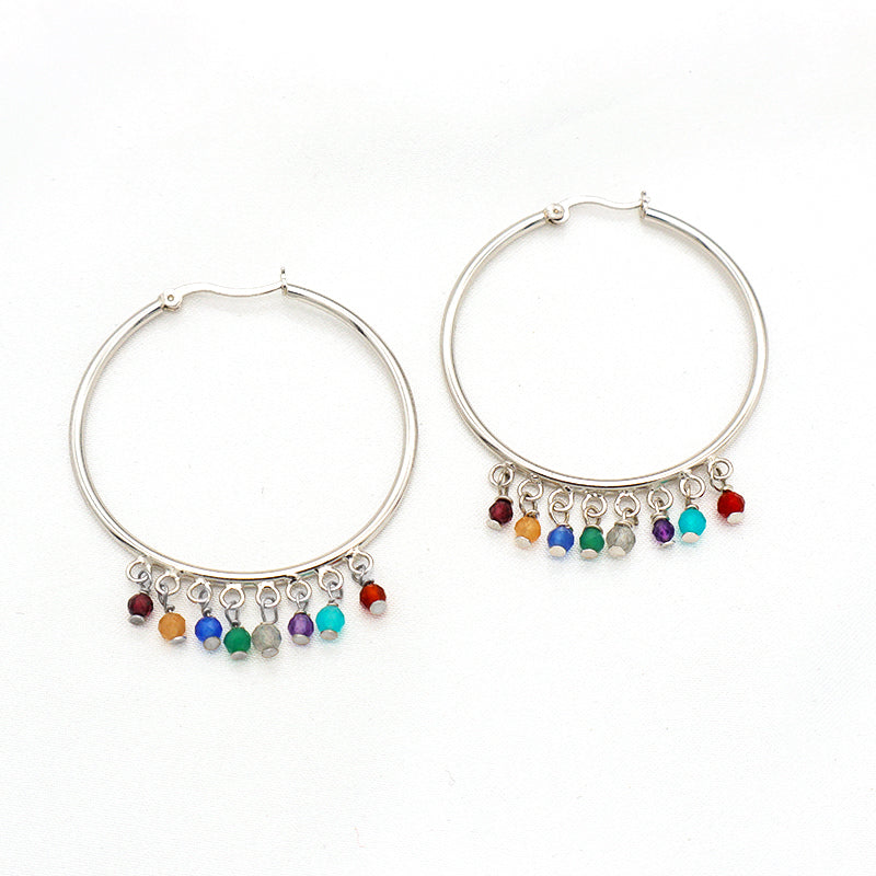 2022 new trendy women jewelry sterling silver faceted natural stone earrings