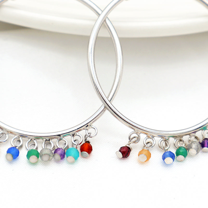 2022 new trendy women jewelry sterling silver faceted natural stone earrings