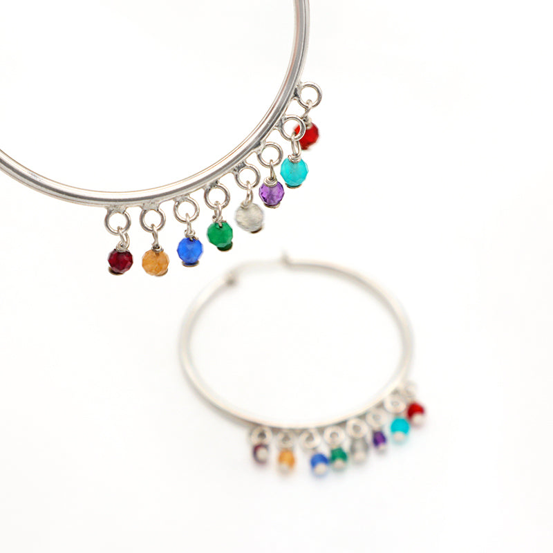 2022 new trendy women jewelry sterling silver faceted natural stone earrings