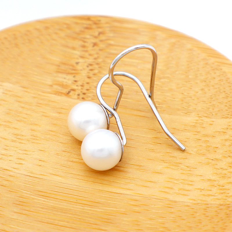 2021 Trendy high quality round 925 sterling silver fresh water pearl hoop earring