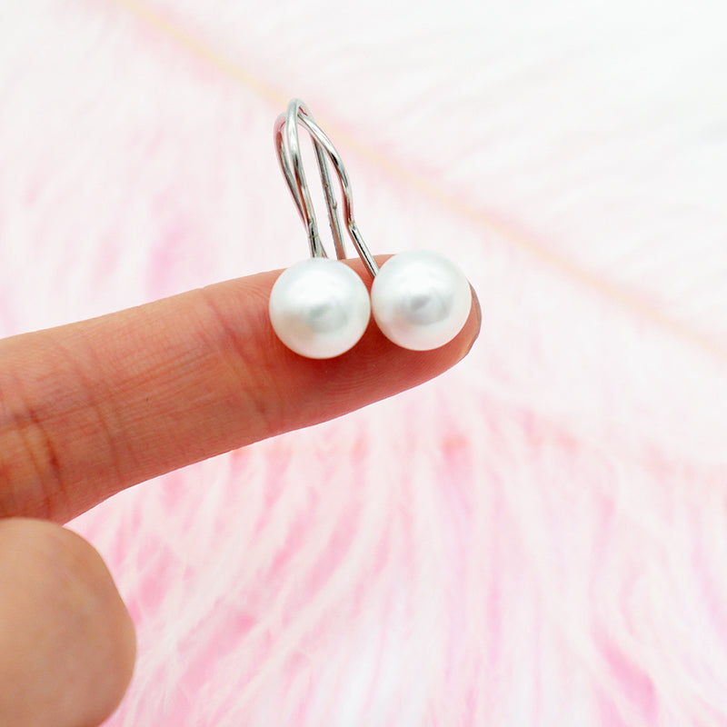 2021 Trendy high quality round 925 sterling silver fresh water pearl hoop earring
