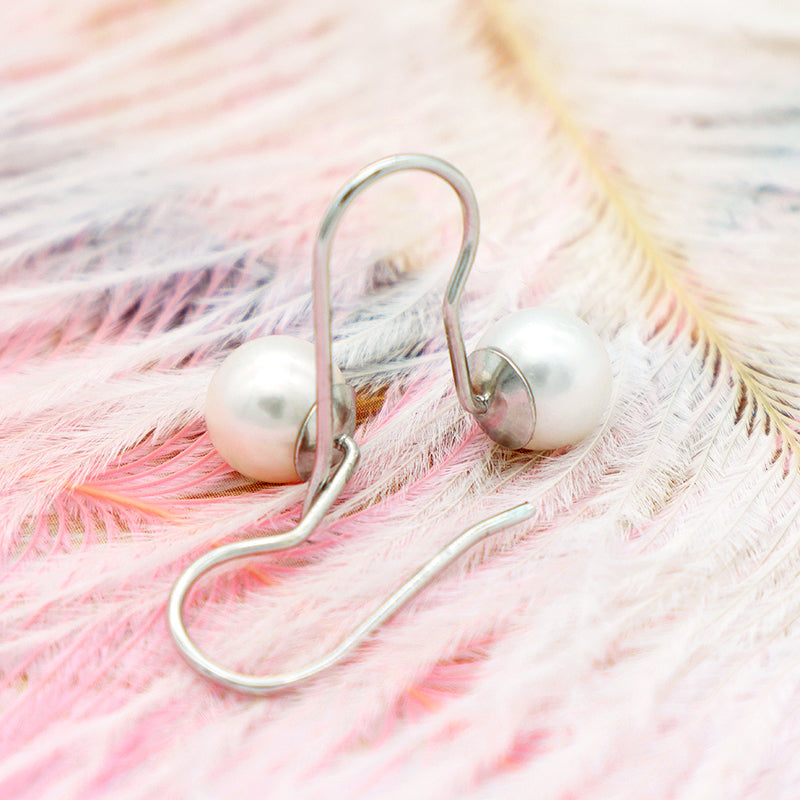2021 Trendy high quality round 925 sterling silver fresh water pearl hoop earring