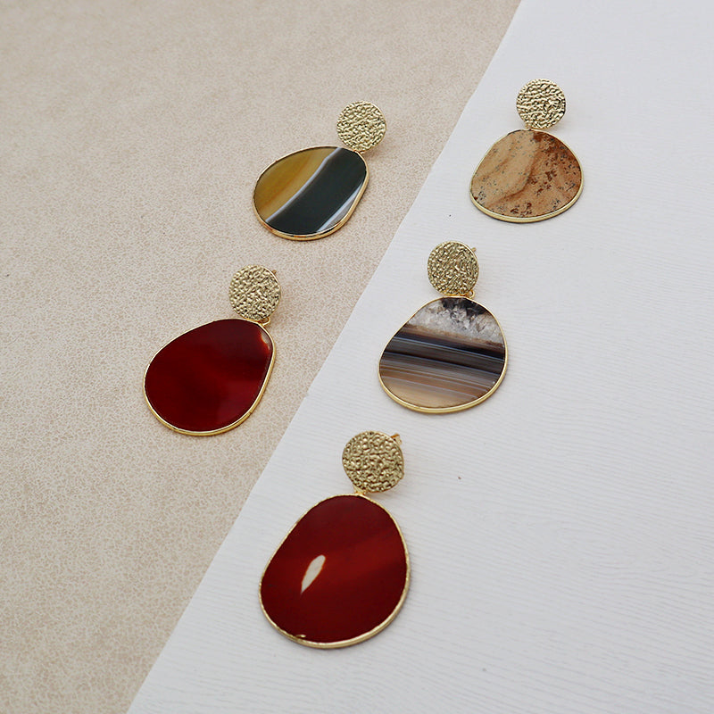 Summer Colorful Natural stone drop earring