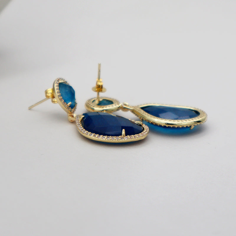 Summer CZ and natural stone earring
