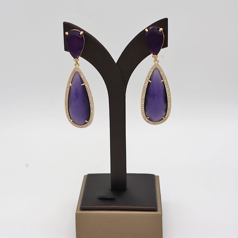 Summer CZ and natural stone earring