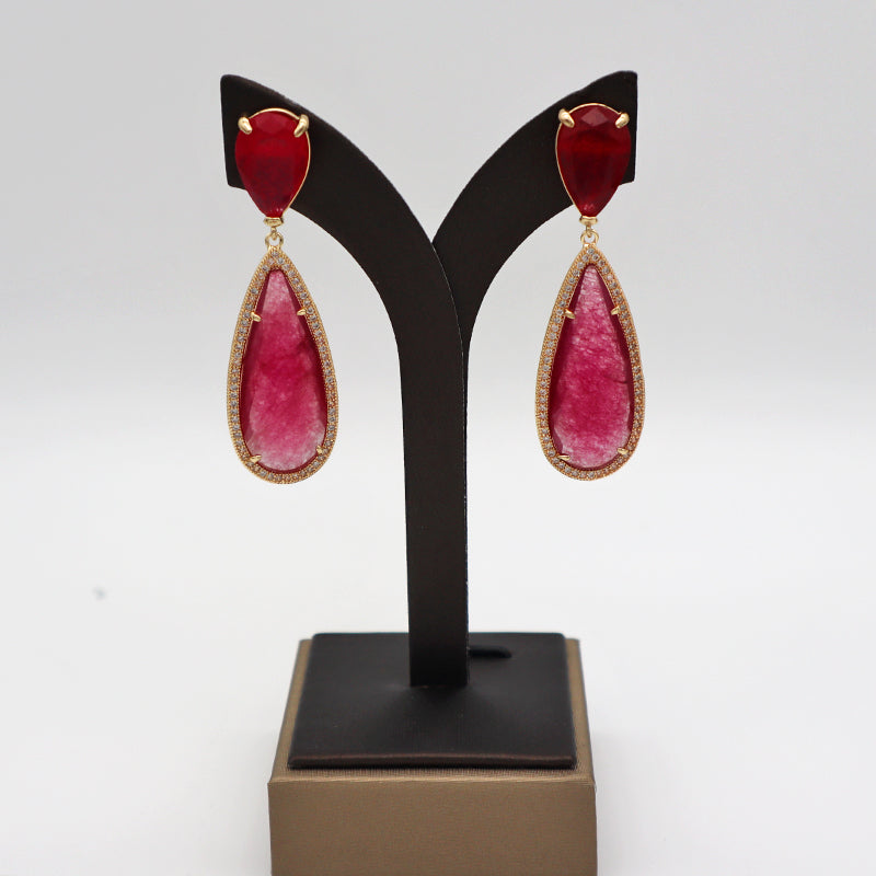 Summer CZ and natural stone earring