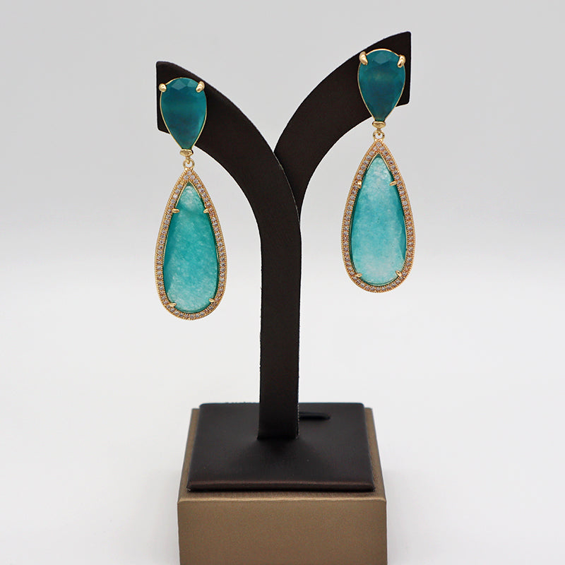 Summer CZ and natural stone earring