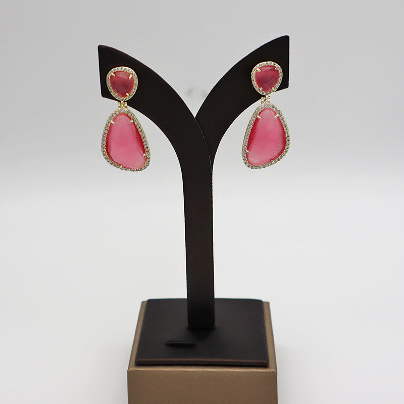 Summer CZ and natural stone earring