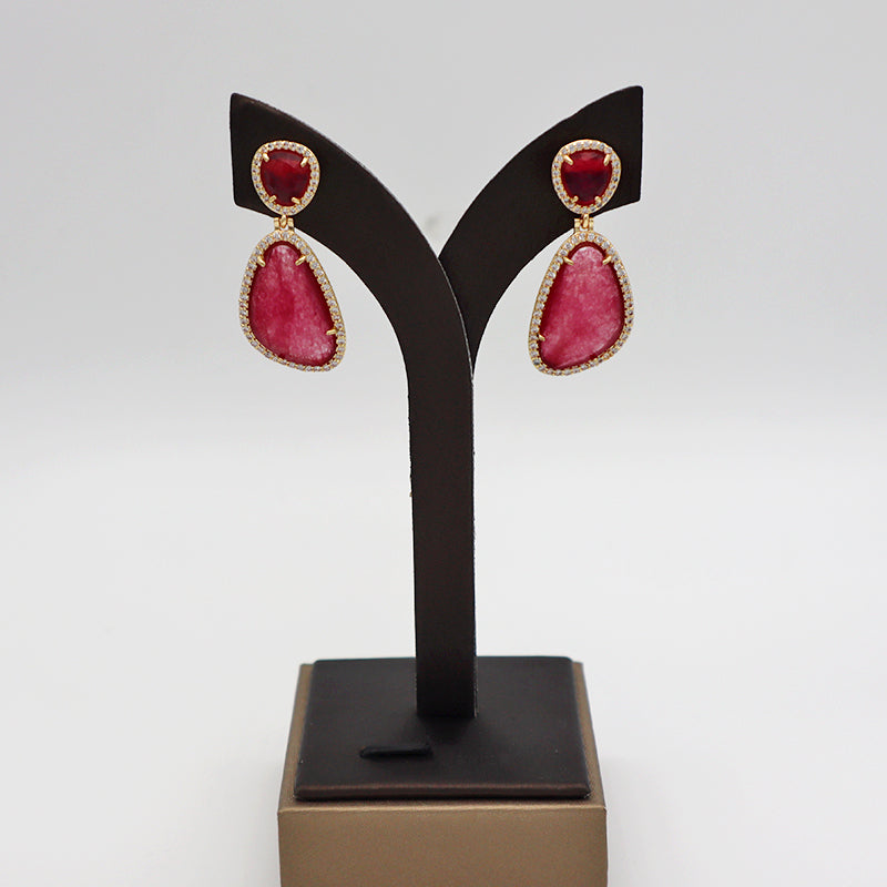 Summer CZ and natural stone earring