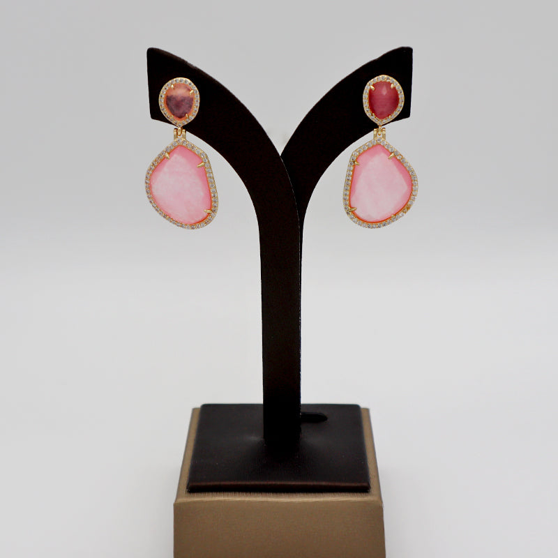 Summer CZ and natural stone earring