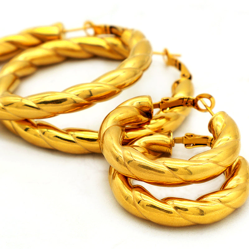 High Quality Europe standard punk jewelry 18k gold plated stainless steel earings women trendy jewelry 2021 chunky hoop earrings