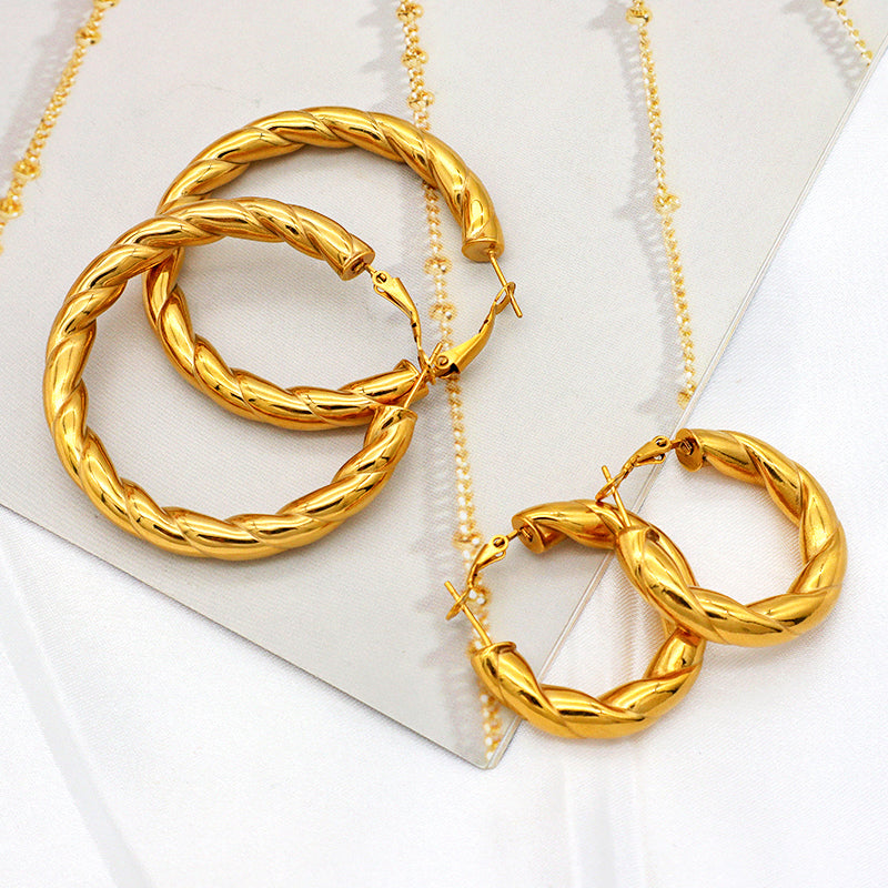 High Quality Europe standard punk jewelry 18k gold plated stainless steel earings women trendy jewelry 2021 chunky hoop earrings