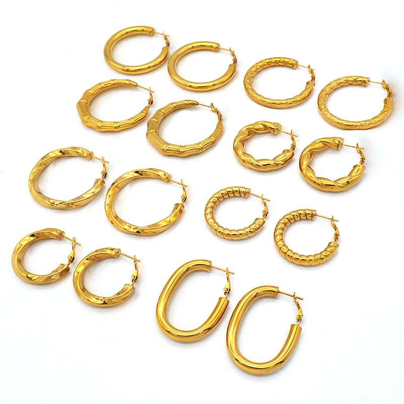 High Quality Europe standard punk jewelry 18k gold plated stainless steel earings women trendy jewelry 2021 chunky hoop earrings
