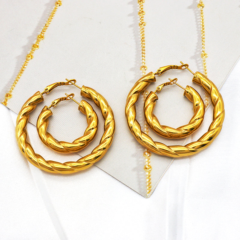 High Quality Europe standard punk jewelry 18k gold plated stainless steel earings women trendy jewelry 2021 chunky hoop earrings