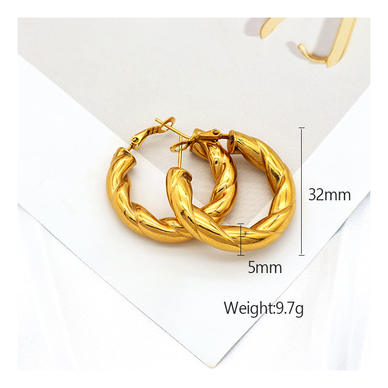 High Quality Europe standard punk jewelry 18k gold plated stainless steel earings women trendy jewelry 2021 chunky hoop earrings