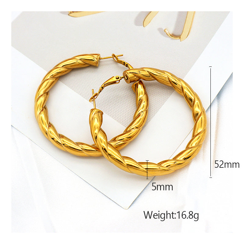 High Quality Europe standard punk jewelry 18k gold plated stainless steel earings women trendy jewelry 2021 chunky hoop earrings