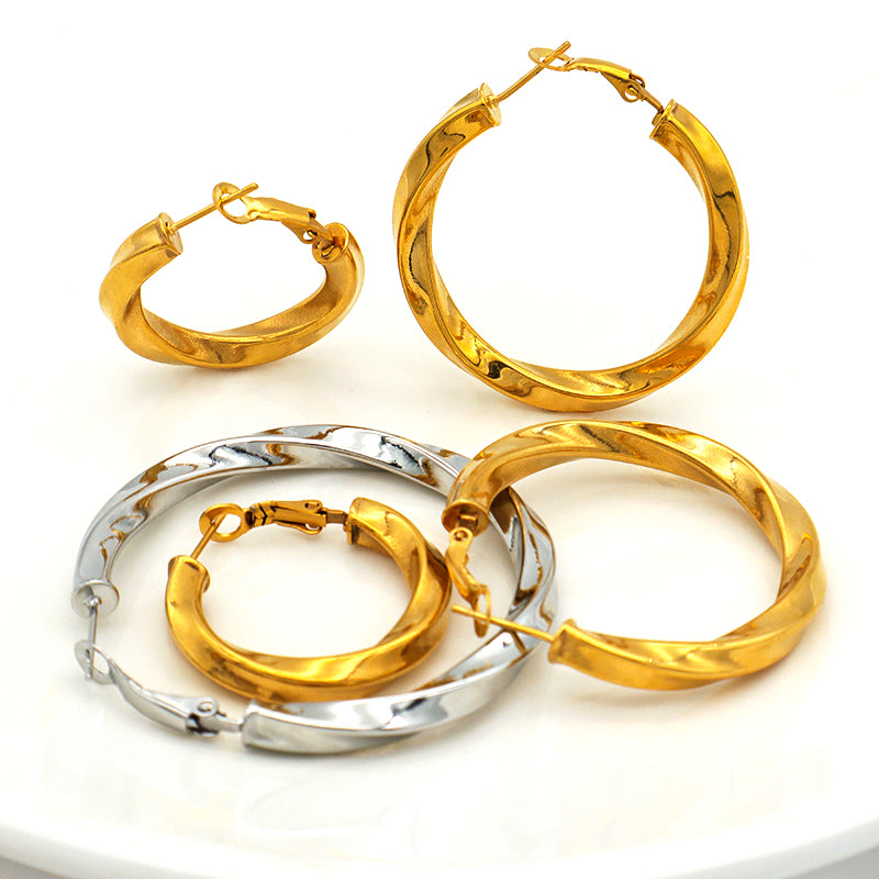 High Quality Trendy jewelry 2022 punk jewelry 18k gold plated stainless steel chunky hoops earrings
