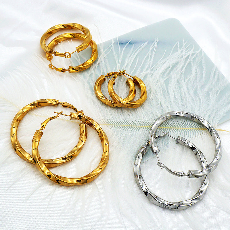 High Quality Trendy jewelry 2022 punk jewelry 18k gold plated stainless steel chunky hoops earrings