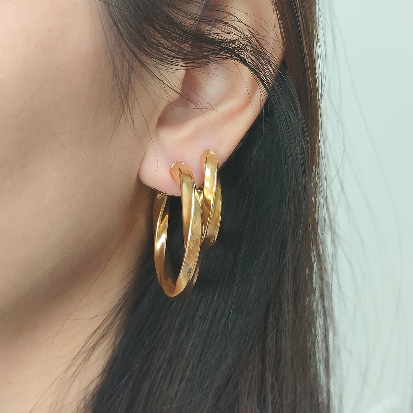 High Quality Trendy jewelry 2022 punk jewelry 18k gold plated stainless steel chunky hoops earrings