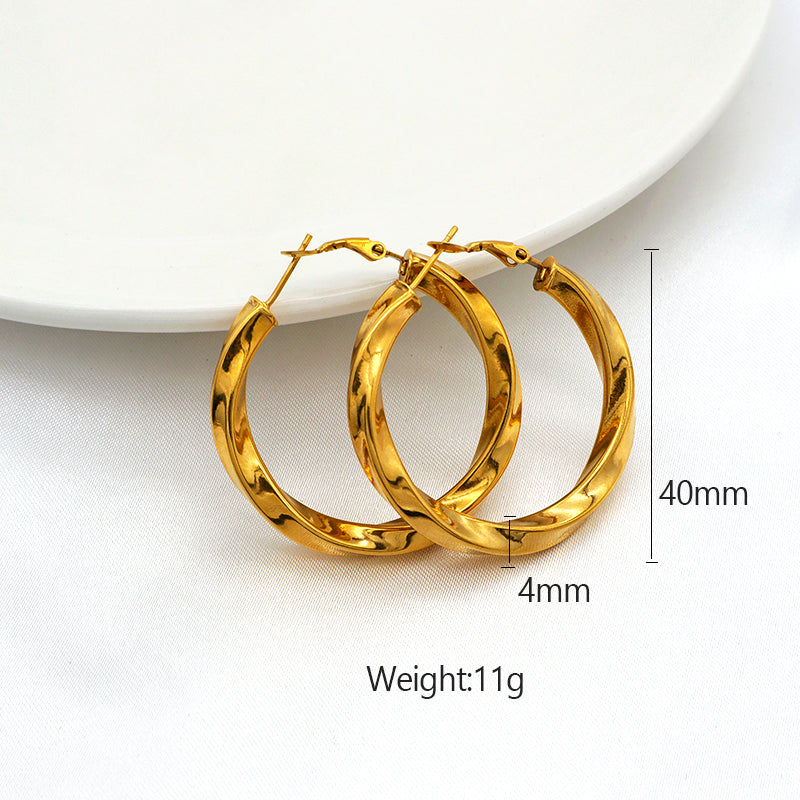 High Quality Trendy jewelry 2022 punk jewelry 18k gold plated stainless steel chunky hoops earrings