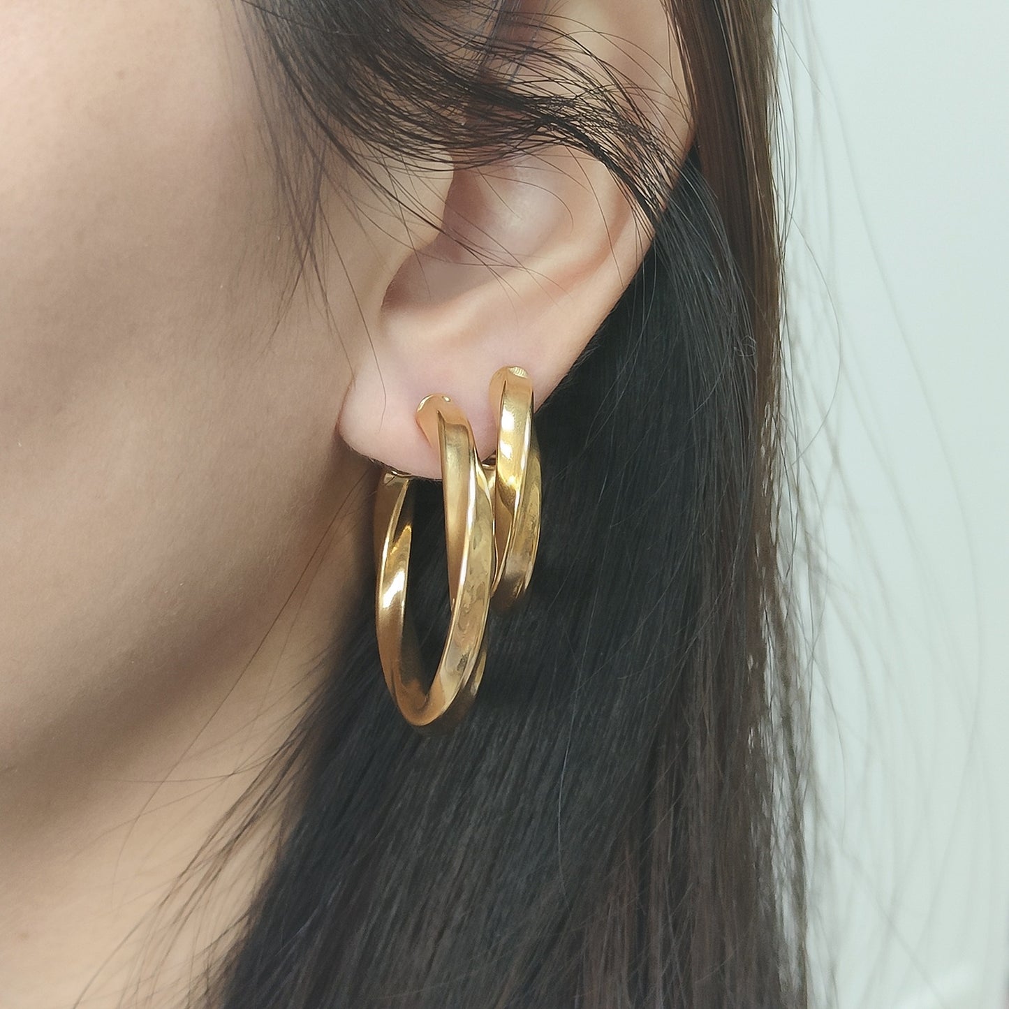 High Quality Trendy jewelry 2022 punk jewelry 18k gold plated stainless steel chunky hoops earrings