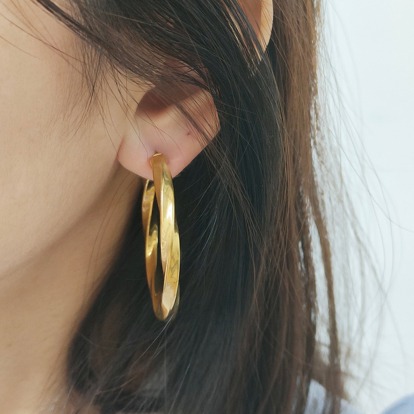 High Quality Trendy jewelry 2022 punk jewelry 18k gold plated stainless steel chunky hoops earrings