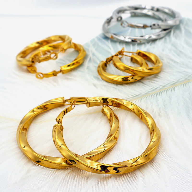 High Quality Trendy jewelry 2022 punk jewelry 18k gold plated stainless steel chunky hoops earrings
