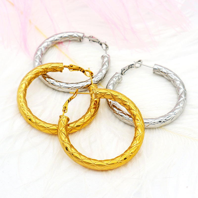 High quality 2022 Trendy earring jewelry 18K Gold plated stainless steel jewelry women large chunky hoops earrings