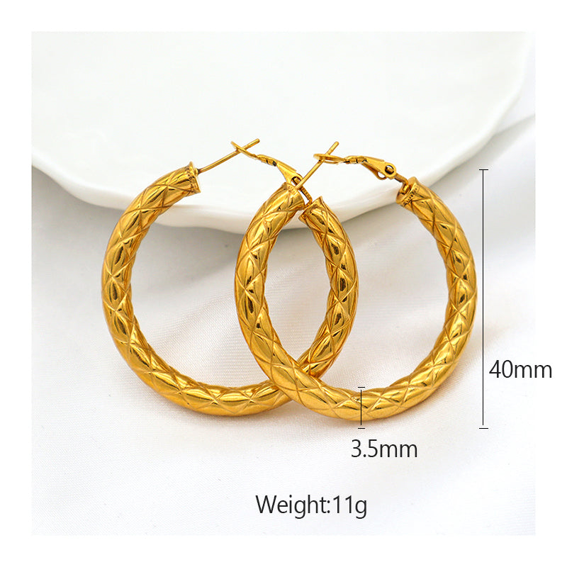 High quality 2022 Trendy earring jewelry 18K Gold plated stainless steel jewelry women large chunky hoops earrings