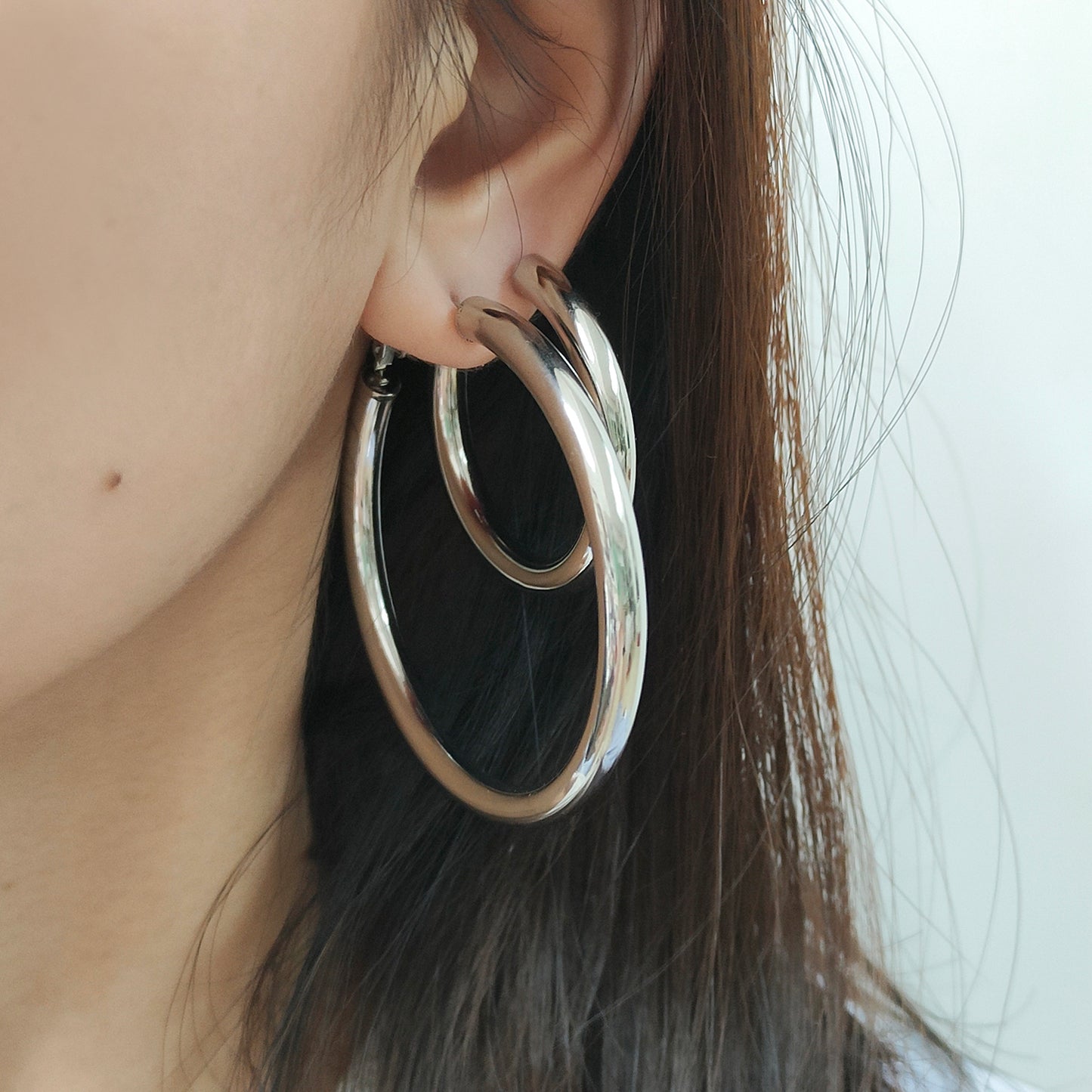 High Quality 2023 Trendy women girl earring gold plated stainless steel chunky hoops earrings