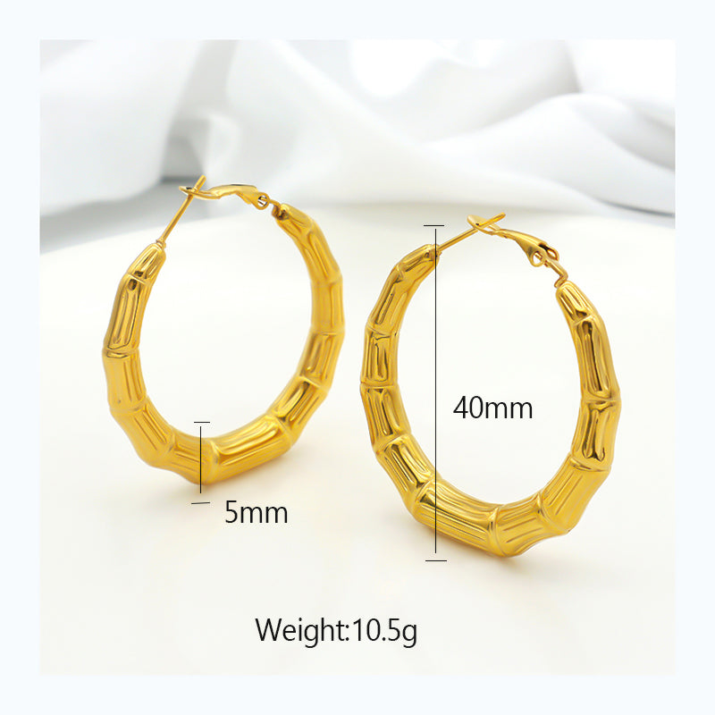 High Quality 2022 trendy women jewelry gold plated hoop chunky stainless steel earrings