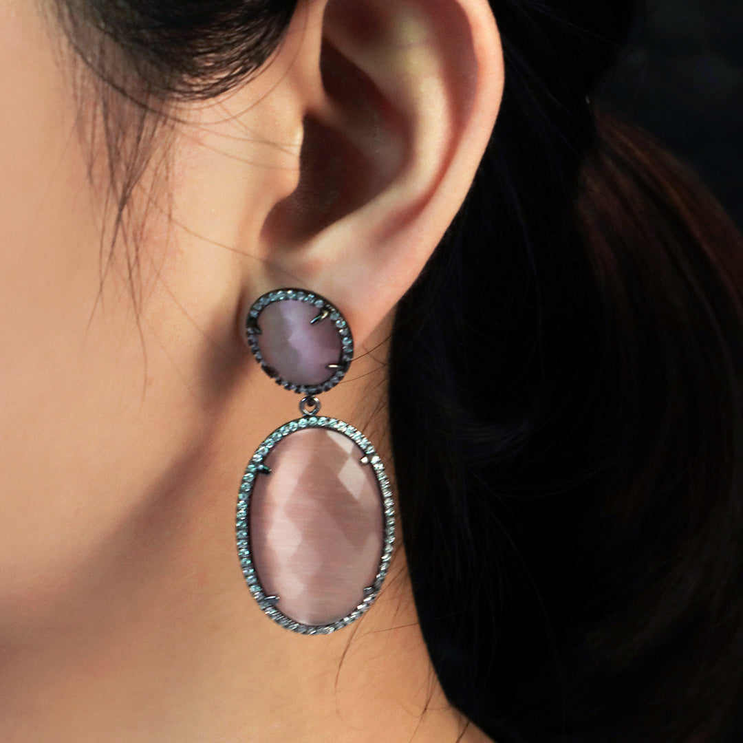 Miss Gift Jewelry Custom Factory Teardrop Various Colorful CZ Natural Stone Earring Stud Gold Plated natural gemstone Earrings