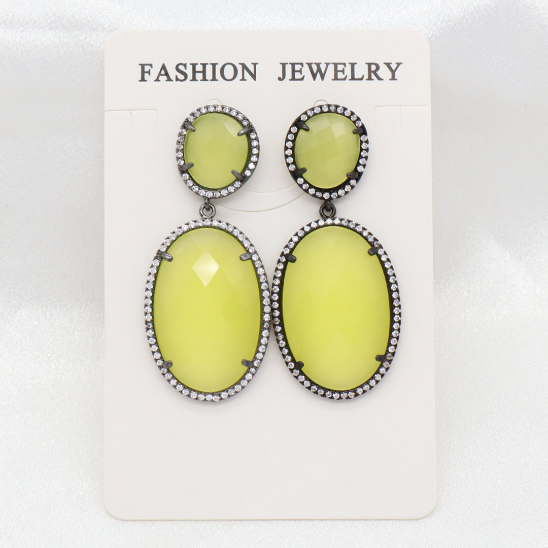 Miss Gift Jewelry Custom Factory Teardrop Various Colorful CZ Natural Stone Earring Stud Gold Plated natural gemstone Earrings