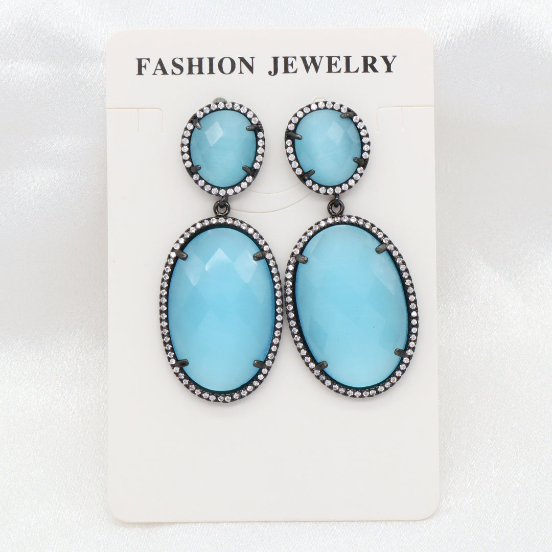Miss Gift Jewelry Custom Factory Teardrop Various Colorful CZ Natural Stone Earring Stud Gold Plated natural gemstone Earrings