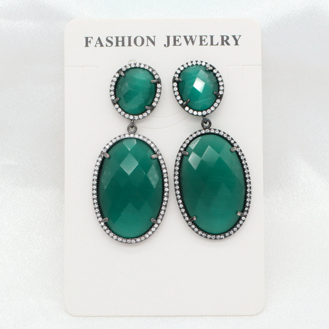 Miss Gift Jewelry Custom Factory Teardrop Various Colorful CZ Natural Stone Earring Stud Gold Plated natural gemstone Earrings