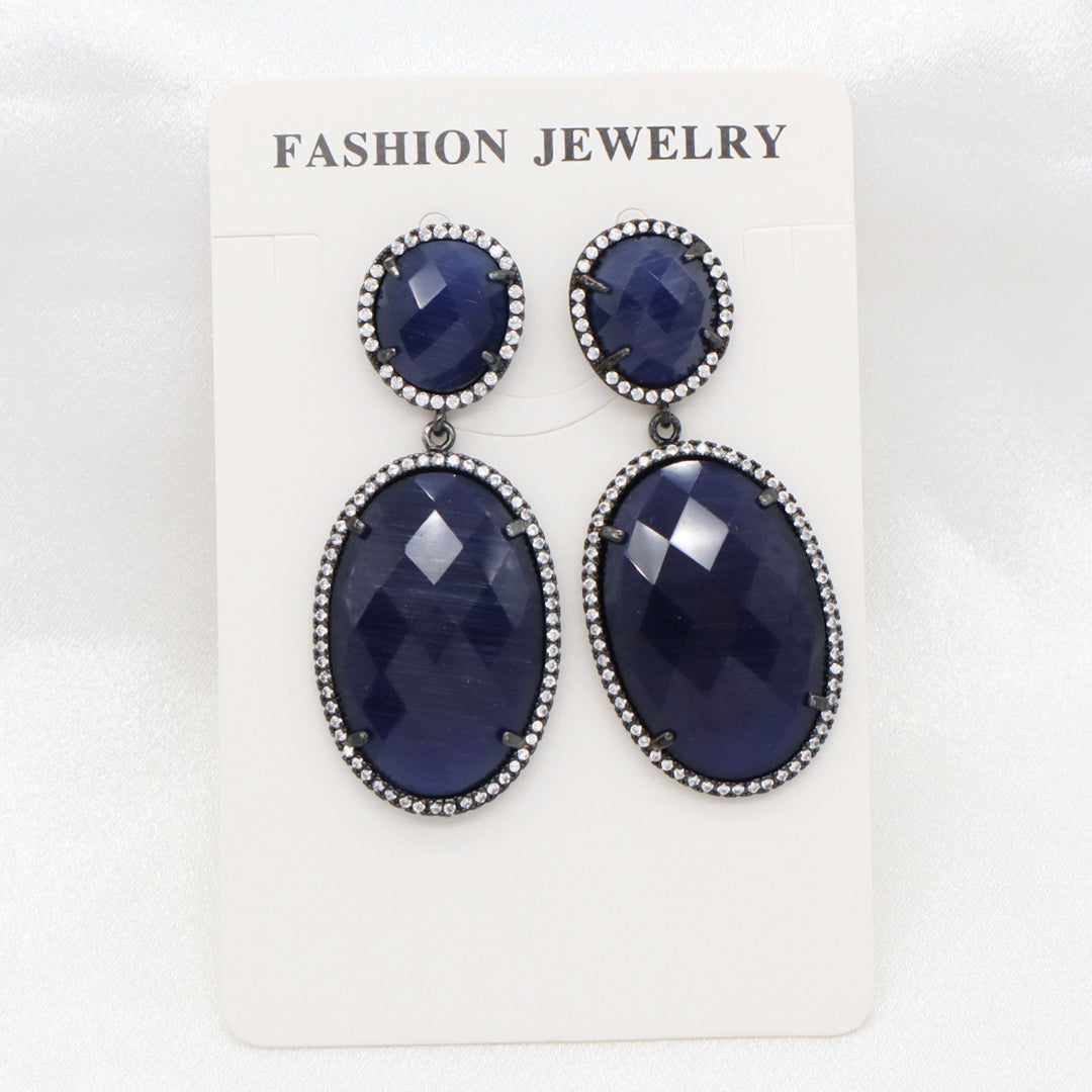 Miss Gift Jewelry Custom Factory Teardrop Various Colorful CZ Natural Stone Earring Stud Gold Plated natural gemstone Earrings