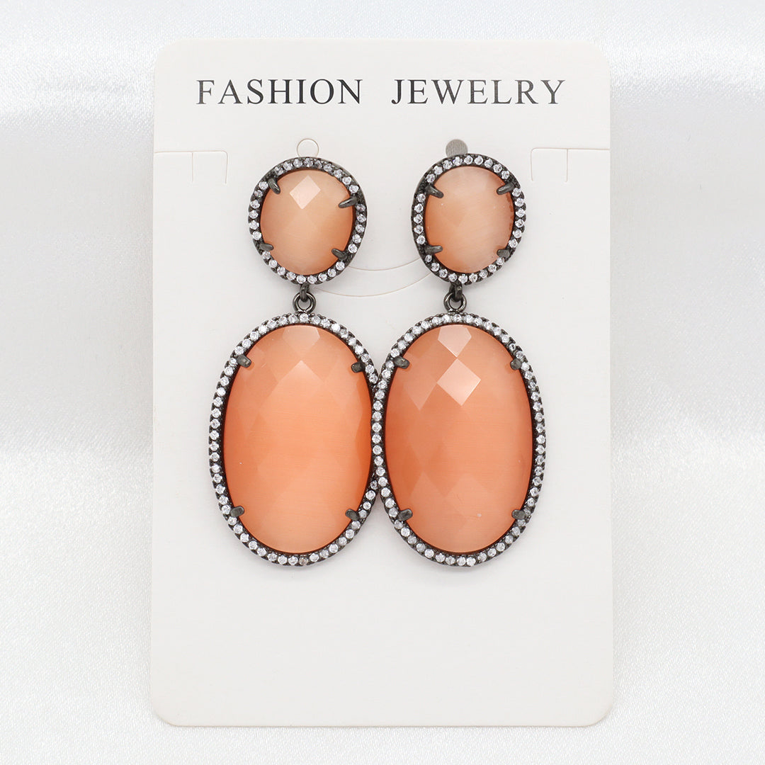 Miss Gift Jewelry Custom Factory Teardrop Various Colorful CZ Natural Stone Earring Stud Gold Plated natural gemstone Earrings