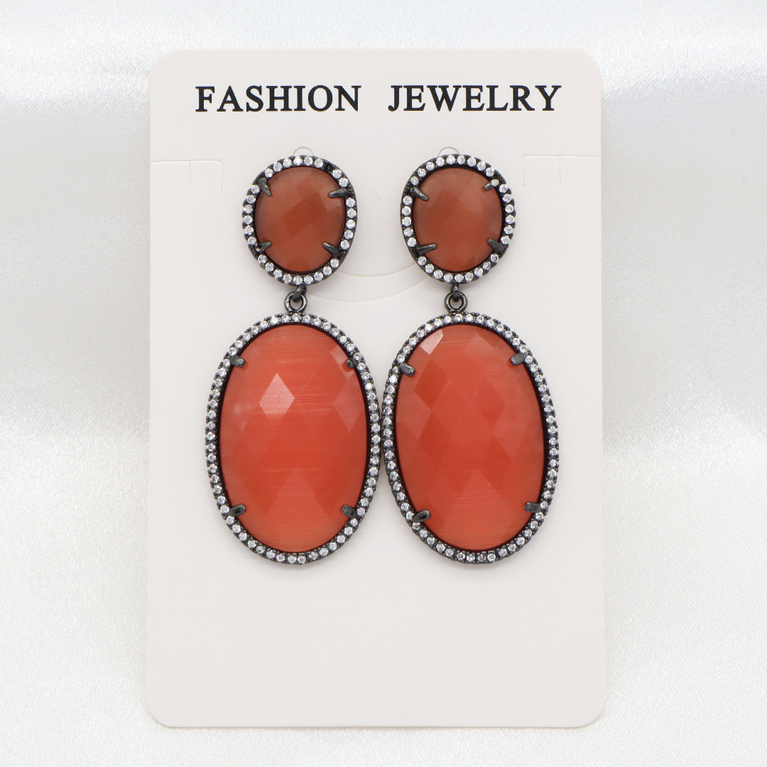 Miss Gift Jewelry Custom Factory Teardrop Various Colorful CZ Natural Stone Earring Stud Gold Plated natural gemstone Earrings