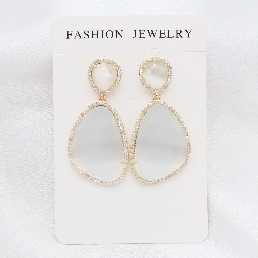 Newest Women Jewelry Various Color Custom Gift Factory CZ Drop Earrings Dangle Stud Earrings Gold Plated Natural Stone Earrings