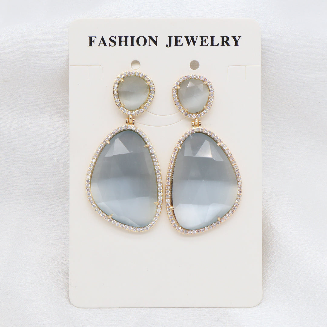 Newest Women Jewelry Various Color Custom Gift Factory CZ Drop Earrings Dangle Stud Earrings Gold Plated Natural Stone Earrings