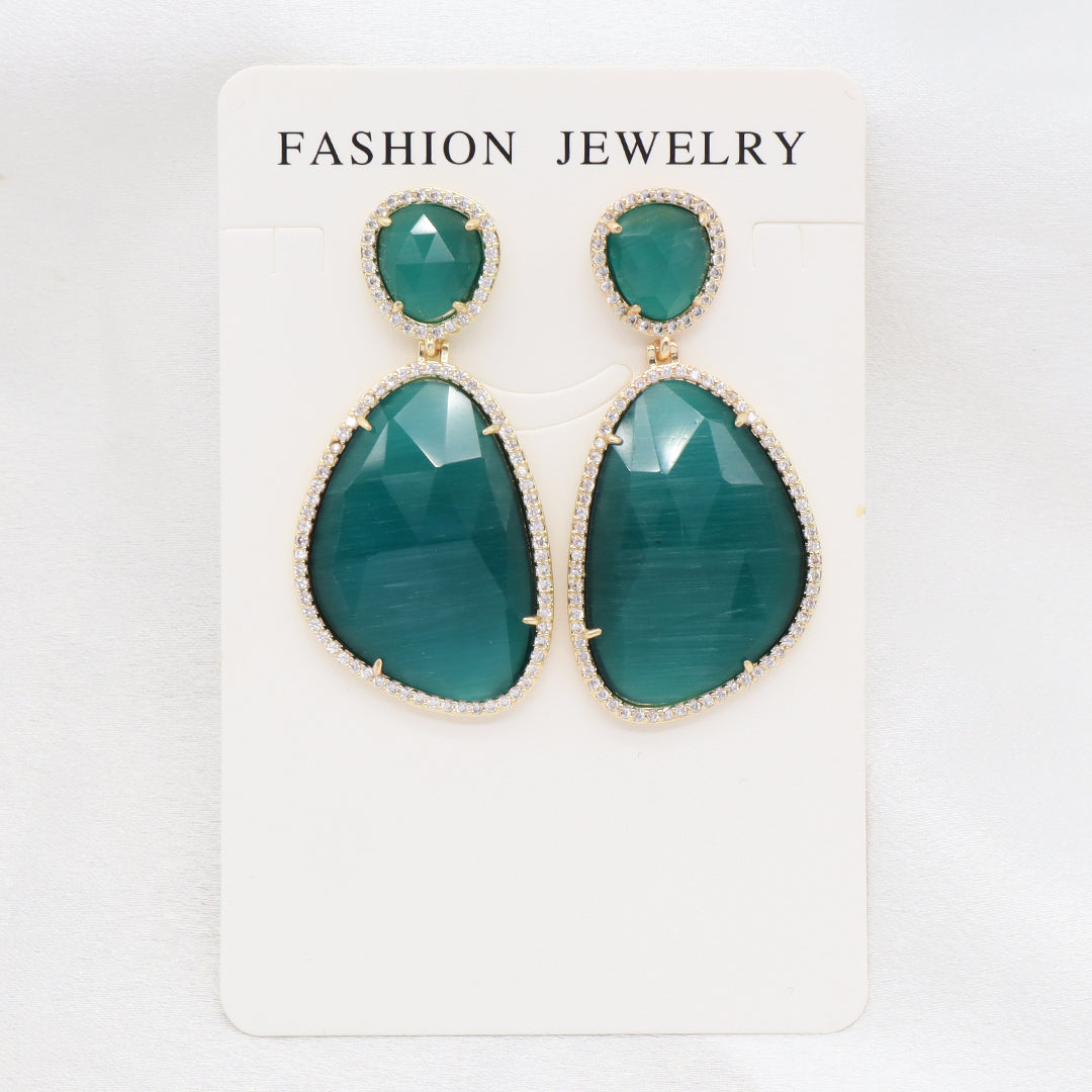 Newest Women Jewelry Various Color Custom Gift Factory CZ Drop Earrings Dangle Stud Earrings Gold Plated Natural Stone Earrings