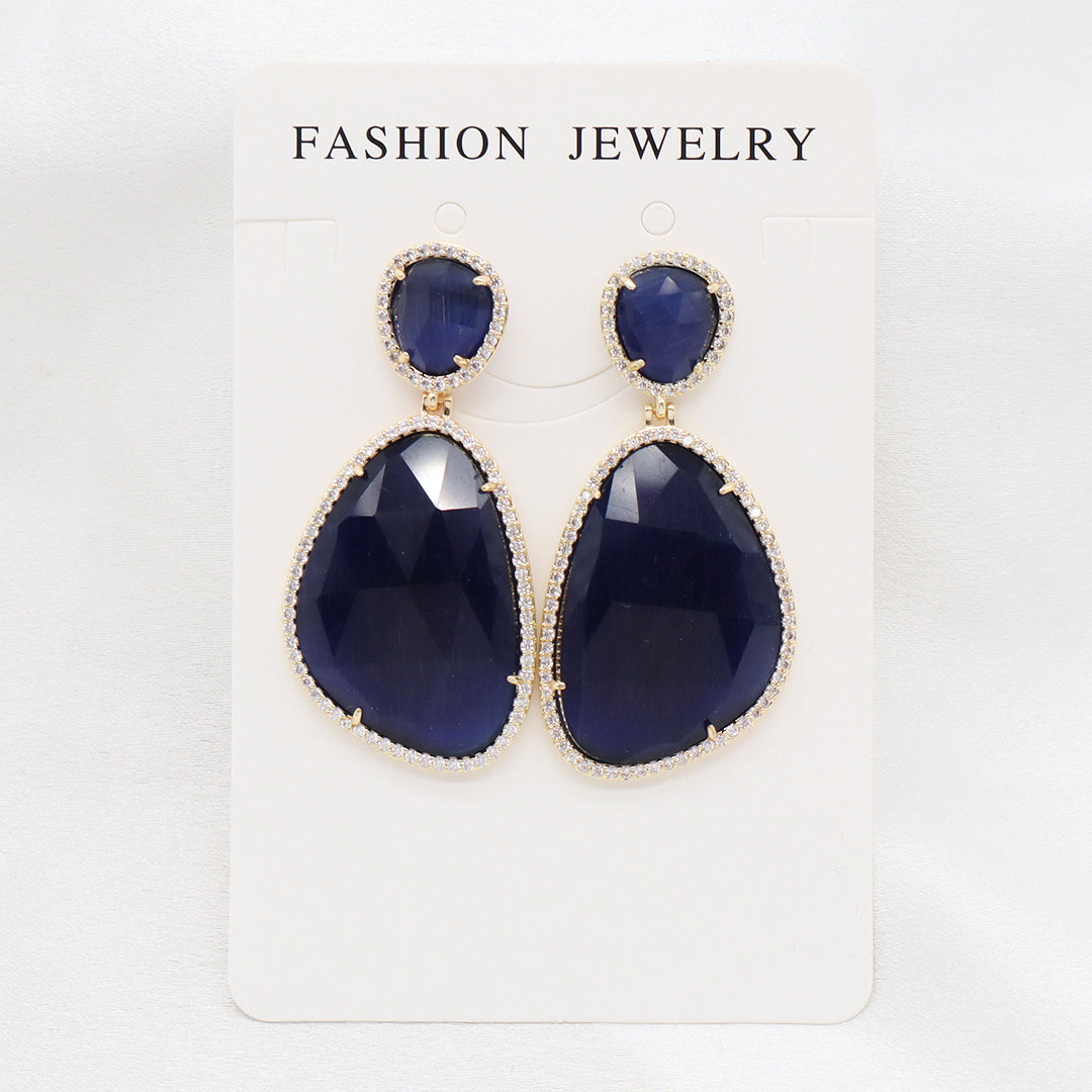 Newest Women Jewelry Various Color Custom Gift Factory CZ Drop Earrings Dangle Stud Earrings Gold Plated Natural Stone Earrings